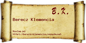 Berecz Klemencia névjegykártya